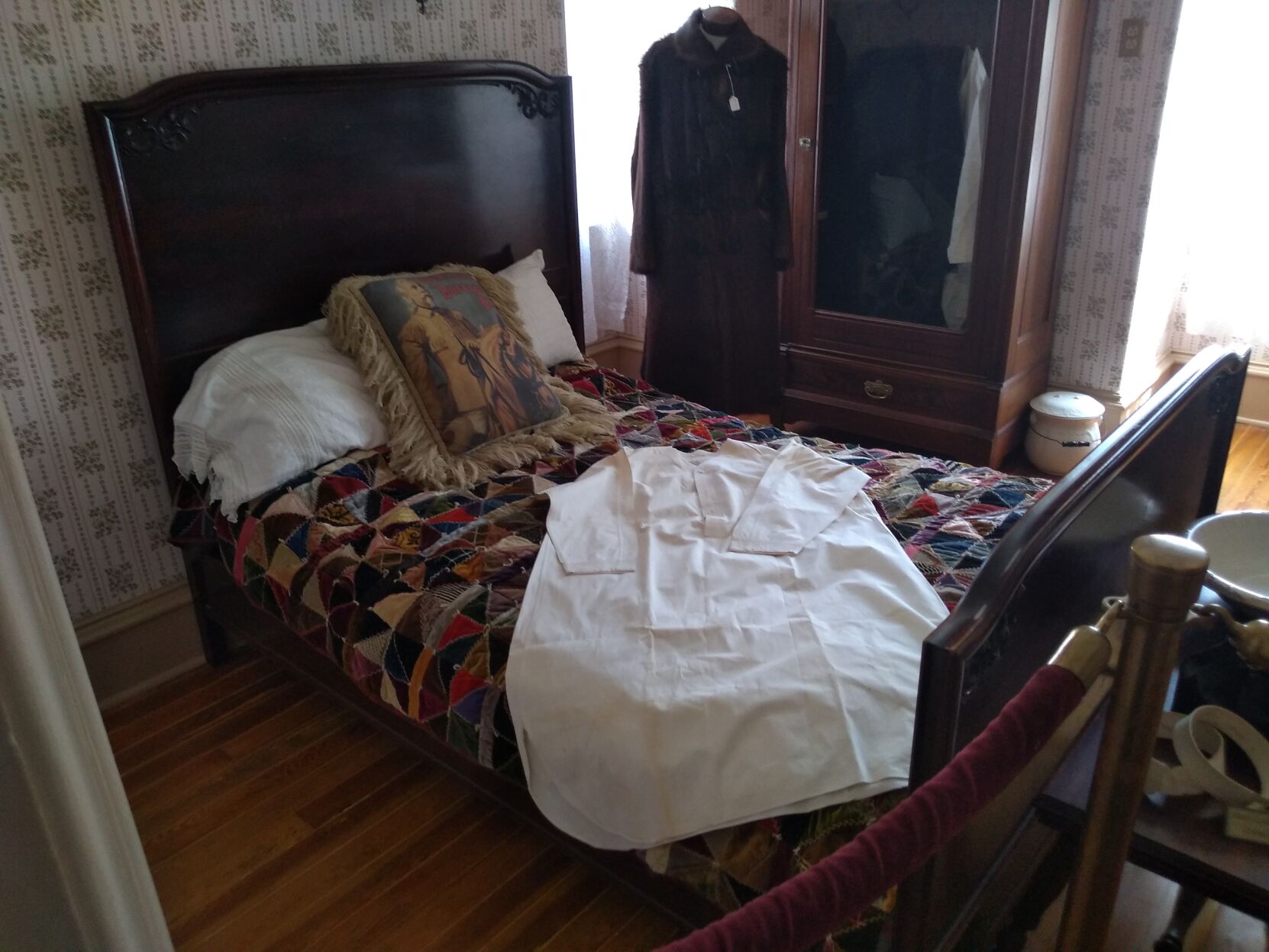Cody's Irma Hotel bed and BBCW wardrobe, guest room, 2nd floor, Scout's Rest.jpg